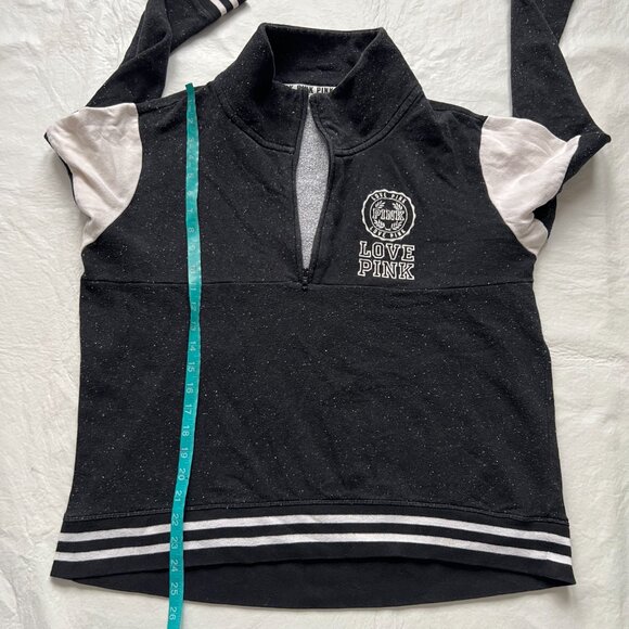 Victorias Secret Pink pullover sweater half zip black white speckled Large - Picture 6 of 7